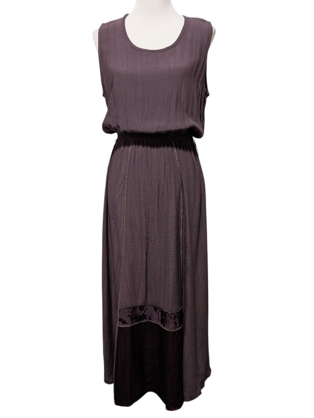 Alexis Spencer Vintage Womens Size 6 Brown Purple Sleeveless Midi Tank Dress